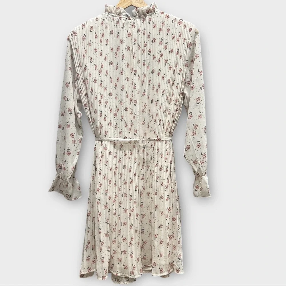 Carly Jean Los Angeles Floral Pleated Dress Small High Neck Cottage Core Prairie - Picture 6 of 9